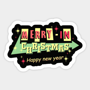 merry christmas drive in retro Sticker